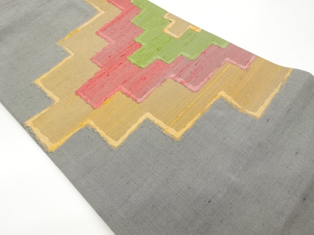 JAPANESE NAGOYA OBI / TSUMUGI / WOVEN GEOMETRIC
